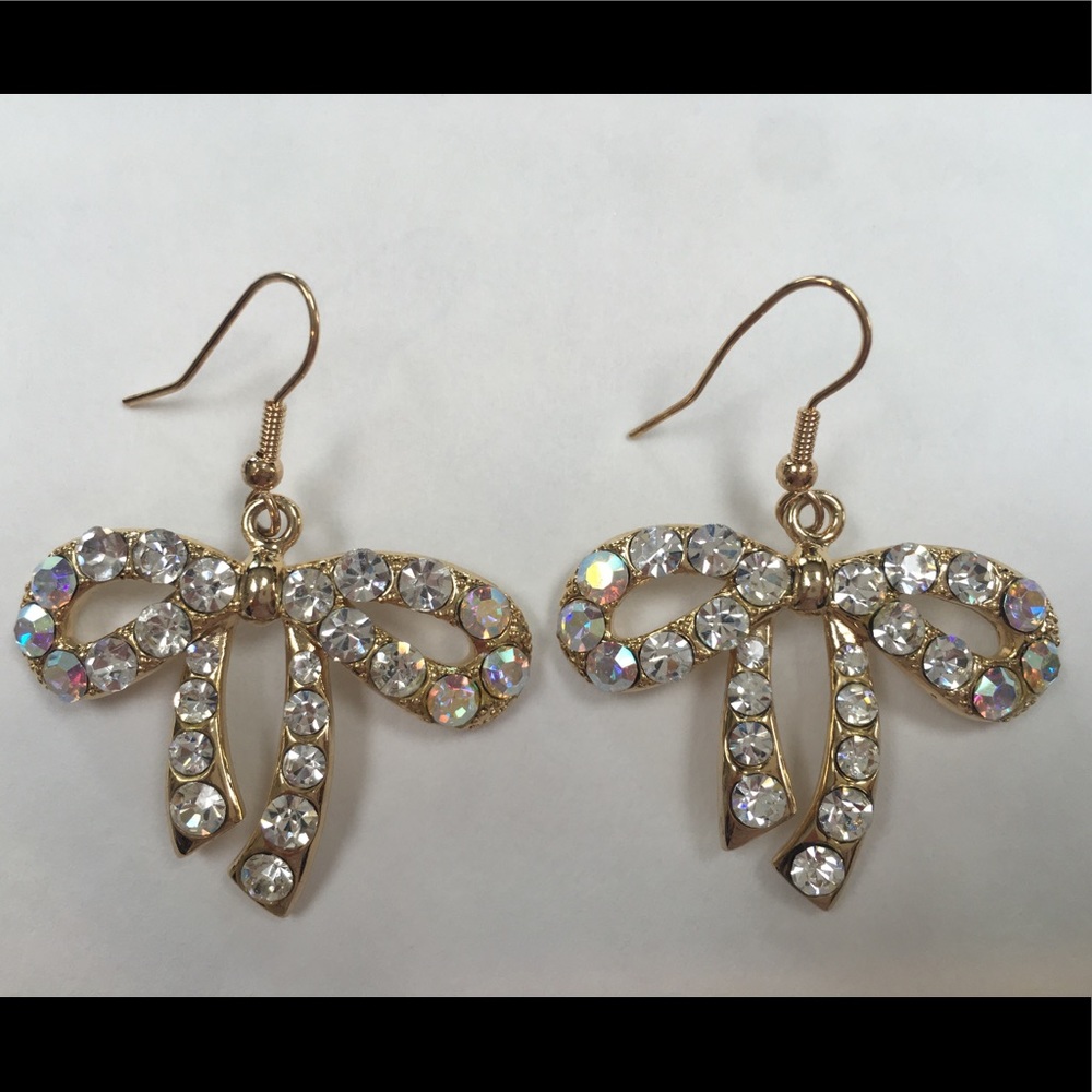 Bow Rhinestone Earrings - Picture 1 of 2